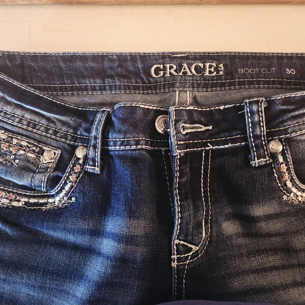 Grace Women's Boot Cut Jeans - Dark Blue